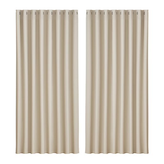 Artiss 2X Blockout Curtains Blackout Window Curtain Eyelet 300x230cm Beige Tristar Online