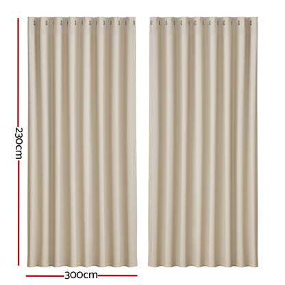 Artiss 2X Blockout Curtains Blackout Window Curtain Eyelet 300x230cm Beige Tristar Online