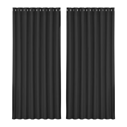 Artiss 2X Blockout Curtains Blackout Window Curtain Eyelet 300x230cm Black Tristar Online