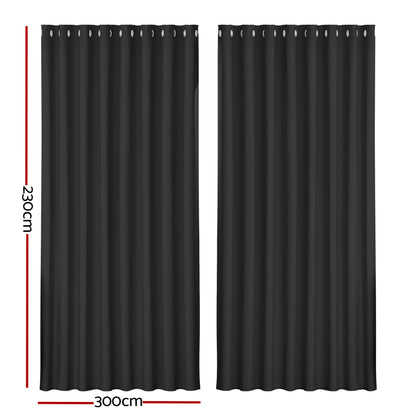 Artiss 2X Blockout Curtains Blackout Window Curtain Eyelet 300x230cm Black Tristar Online
