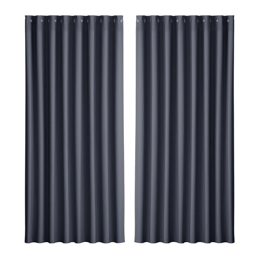 Artiss 2X Blockout Curtains Blackout Window Curtain Eyelet 300x230cm Charcoal Tristar Online
