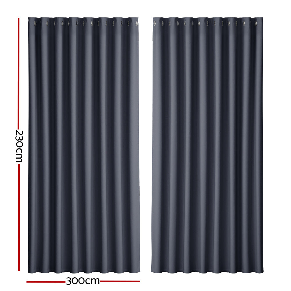 Artiss 2X Blockout Curtains Blackout Window Curtain Eyelet 300x230cm Charcoal Tristar Online
