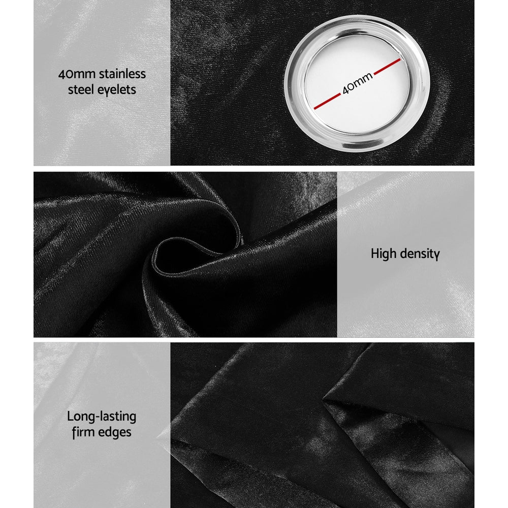 Artiss 2X Blockout Curtains Blackout Window Curtain Eyelet 140x230cm Black Shine Tristar Online