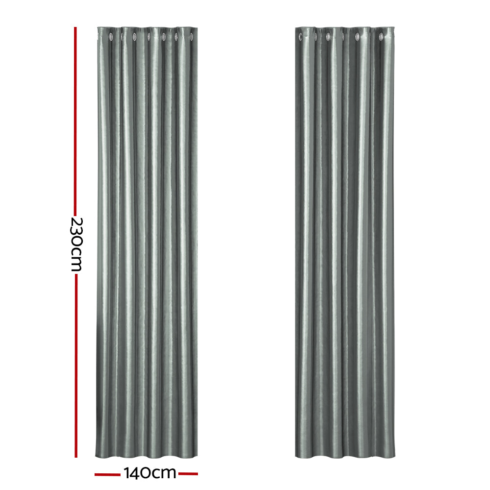 Artiss 2X Blockout Curtains Blackout Window Curtain Eyelet 140x230cm Grey Shine Tristar Online