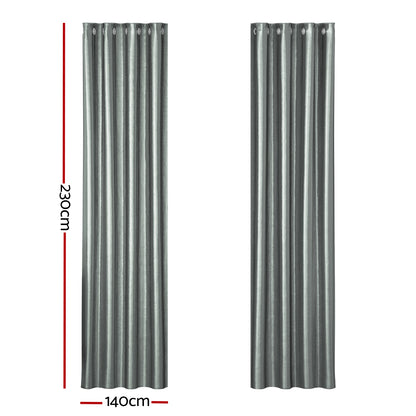 Artiss 2X Blockout Curtains Blackout Window Curtain Eyelet 140x230cm Grey Shine Tristar Online