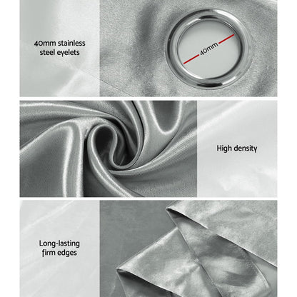 Artiss 2X Blockout Curtains Blackout Window Curtain Eyelet 140x230cm Grey Shine Tristar Online