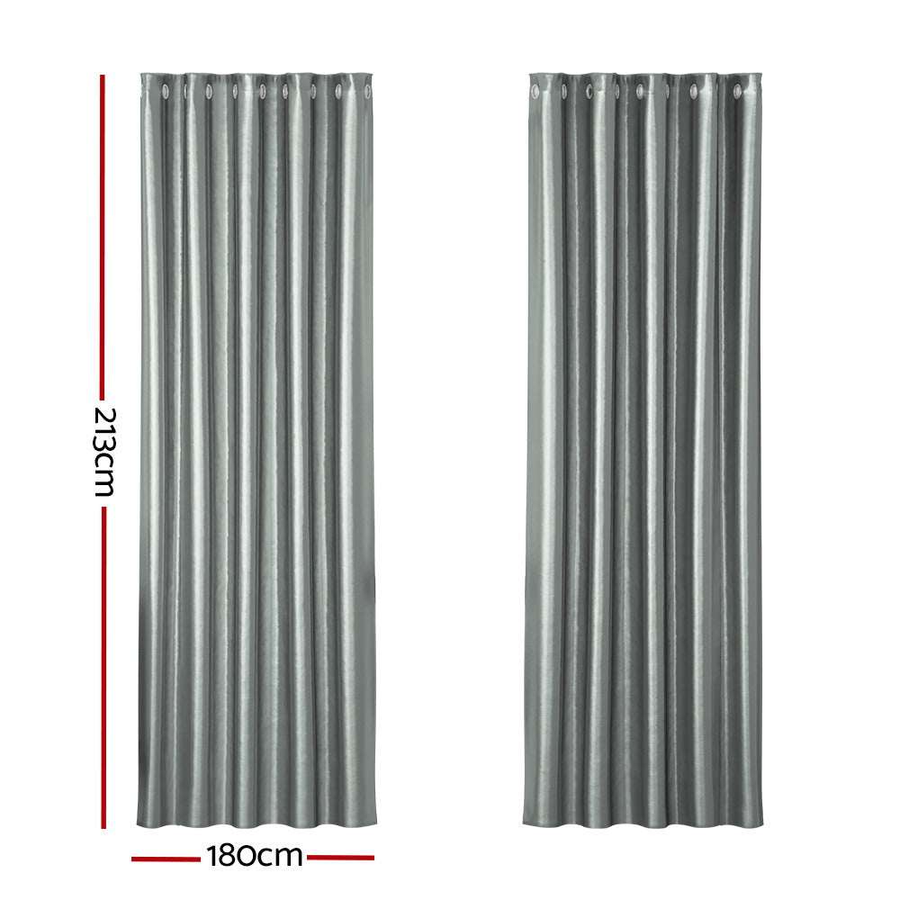 Artiss 2X Blockout Curtains Blackout Window Curtain Eyelet 180x213cm Grey Shine Tristar Online