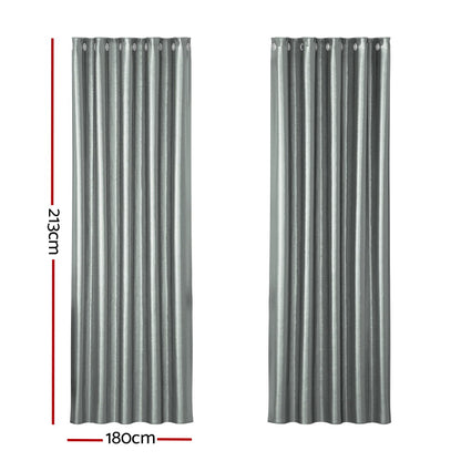 Artiss 2X Blockout Curtains Blackout Window Curtain Eyelet 180x213cm Grey Shine Tristar Online