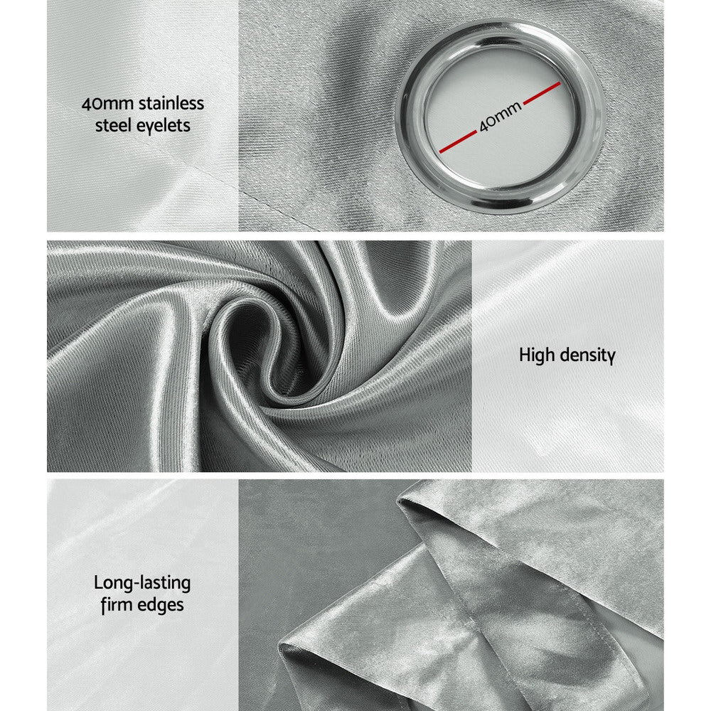 Artiss 2X Blockout Curtains Blackout Window Curtain Eyelet 180x213cm Grey Shine Tristar Online