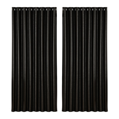 Artiss 2X Blockout Curtains Blackout Window Curtain Eyelet 300x230cm Black Shine Tristar Online