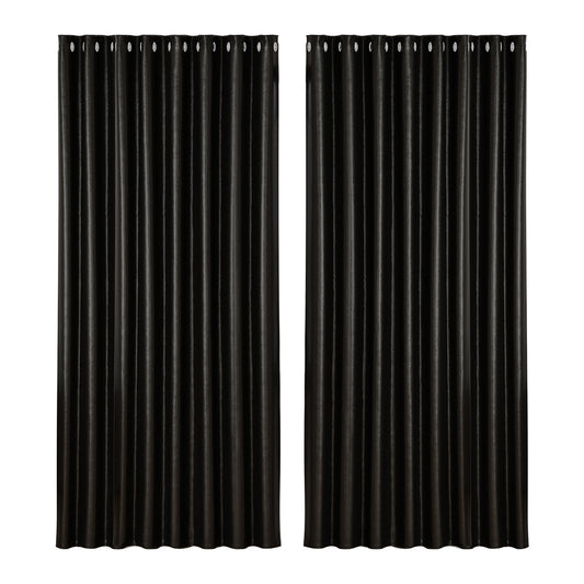 Artiss 2X Blockout Curtains Blackout Window Curtain Eyelet 300x230cm Black Shine Tristar Online
