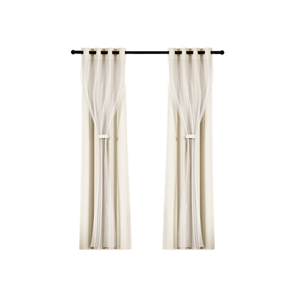 Artiss 2X 132x160cm Blockout Sheer Curtains Beige Tristar Online