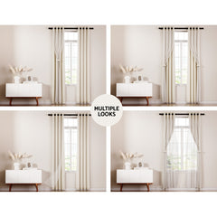 Artiss 2X 132x160cm Blockout Sheer Curtains Beige Tristar Online