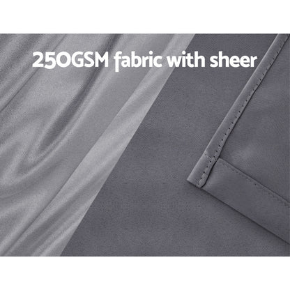 Artiss 2X 132x160cm Blockout Sheer Curtains Charcoal Tristar Online