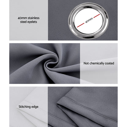 Artiss 2X 132x160cm Blockout Sheer Curtains Charcoal Tristar Online
