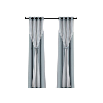 Artiss 2X 132x160cm Blockout Sheer Curtains Light Grey Tristar Online
