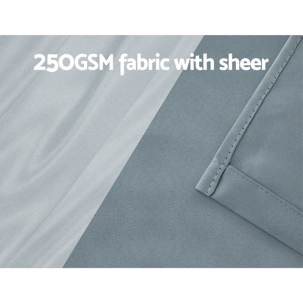 Artiss 2X 132x160cm Blockout Sheer Curtains Light Grey Tristar Online