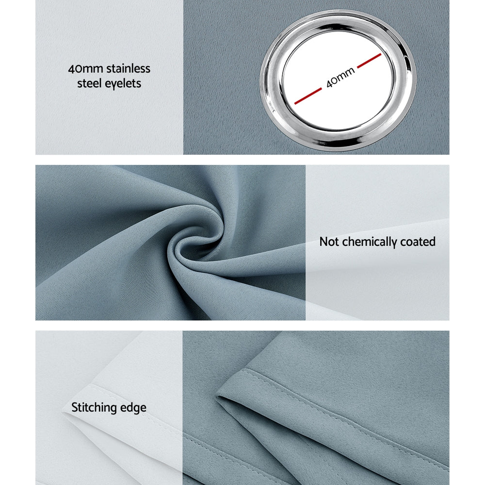 Artiss 2X 132x160cm Blockout Sheer Curtains Light Grey Tristar Online