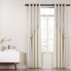 Artiss 2X 132x213cm Blockout Sheer Curtains Beige Tristar Online