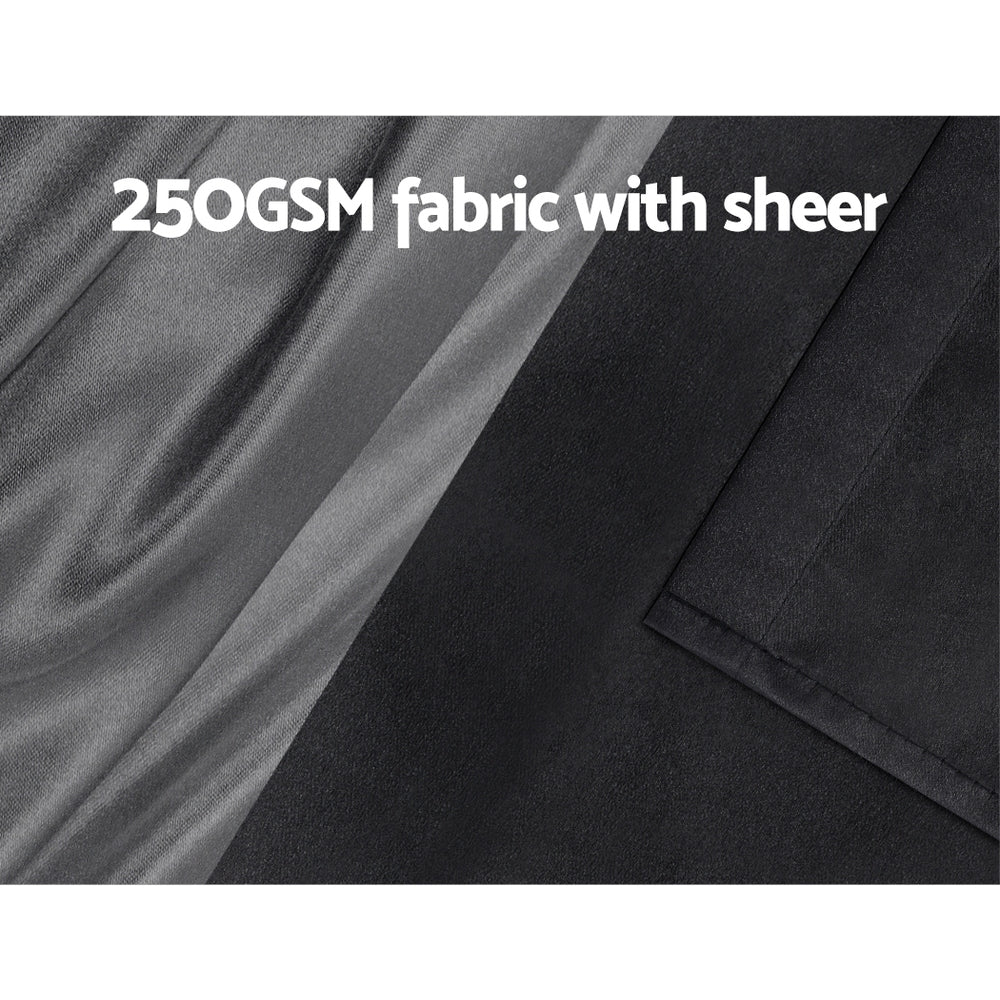 Artiss 2X 132x213cm Blockout Sheer Curtains Black Tristar Online