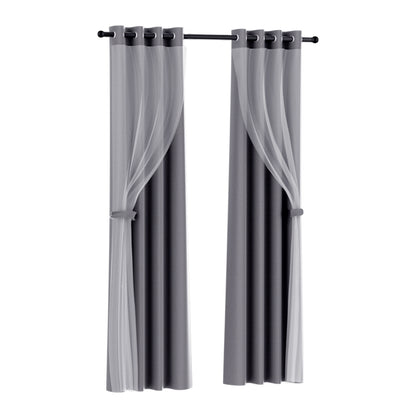 Artiss 2X 132x213cm Blockout Sheer Curtains Charcoal Tristar Online
