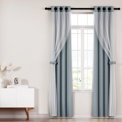Artiss 2X 132x213cm Blockout Sheer Curtains Light Grey Tristar Online