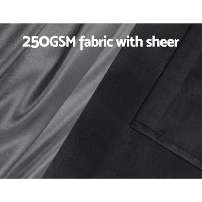 Artiss 2X 132x242cm Blockout Sheer Curtains Black Tristar Online