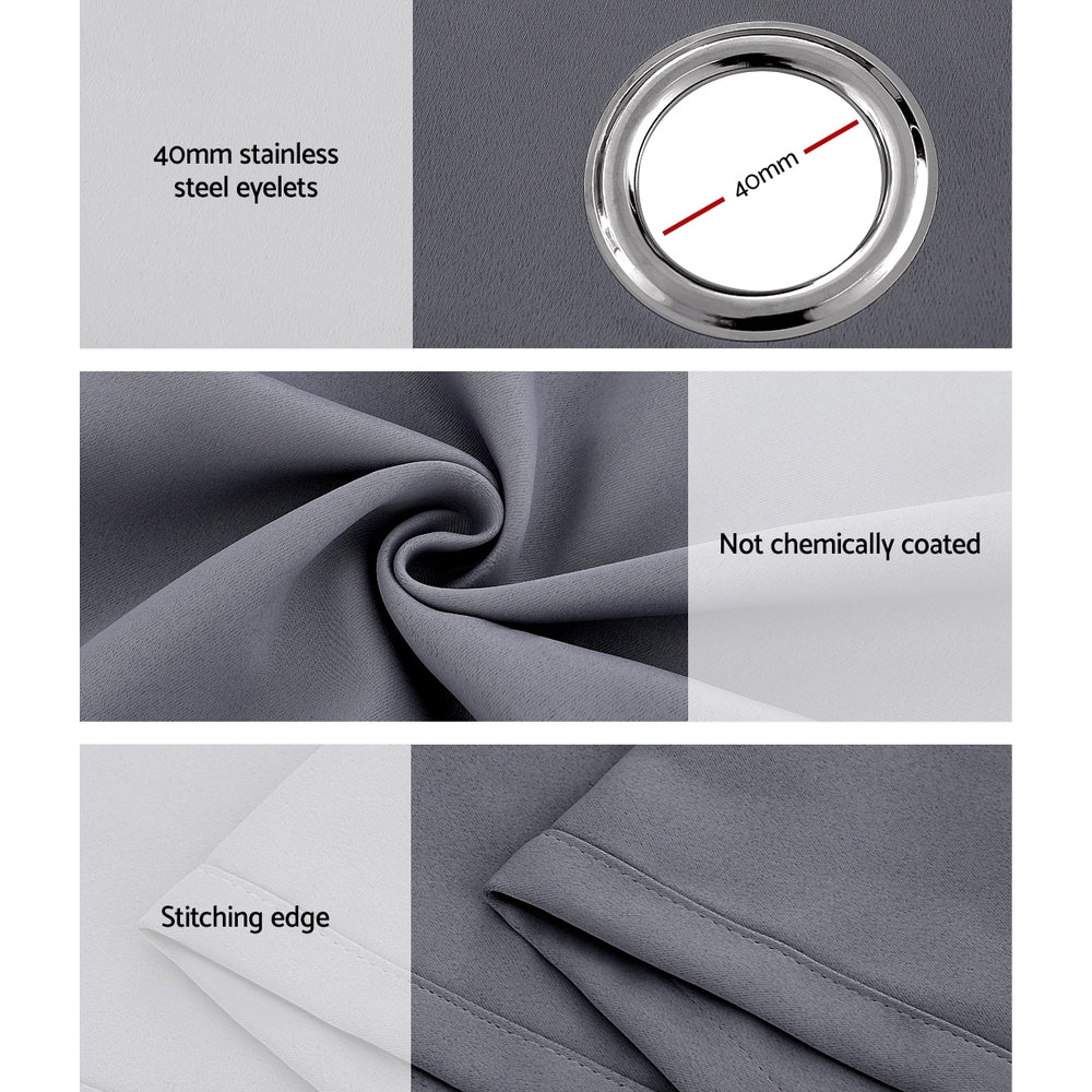 Artiss 2X 132x242cm Blockout Sheer Curtains Charcoal Tristar Online