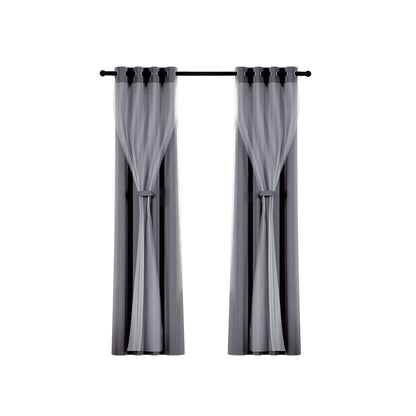 Artiss 2X 132x274cm Blockout Sheer Curtains Charcoal Tristar Online
