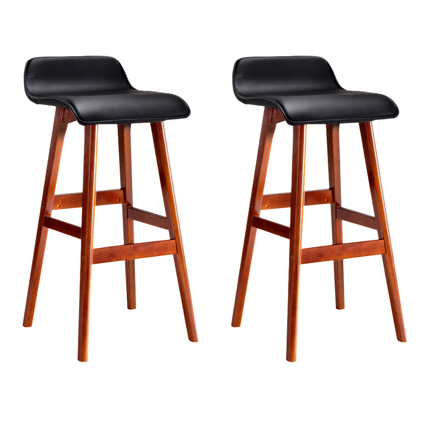 Artiss Set of 2 PU Leather Wood Wave Style Bar Stool - Black Tristar Online