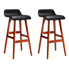 Artiss Set of 2 PU Leather Wood Wave Style Bar Stool - Black Tristar Online