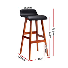 Artiss Set of 2 PU Leather Wood Wave Style Bar Stool - Black Tristar Online