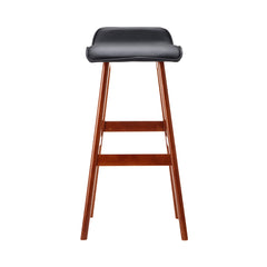 Artiss Set of 2 PU Leather Wood Wave Style Bar Stool - Black Tristar Online