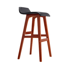 Artiss Set of 2 PU Leather Wood Wave Style Bar Stool - Black Tristar Online