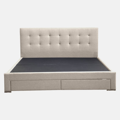 Levede Bed Frame King Fabric With Drawers Storage Beige Tristar Online