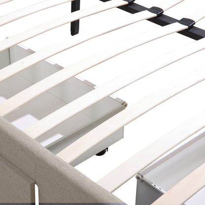 Levede Bed Frame King Fabric With Drawers Storage Beige Tristar Online