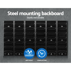 24 Bin Wall Mounted Rack Storage Tools Steel Board Organiser Work Bench Garage Tristar Online