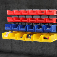24 Bin Wall Mounted Rack Storage Tools Steel Board Organiser Work Bench Garage Tristar Online