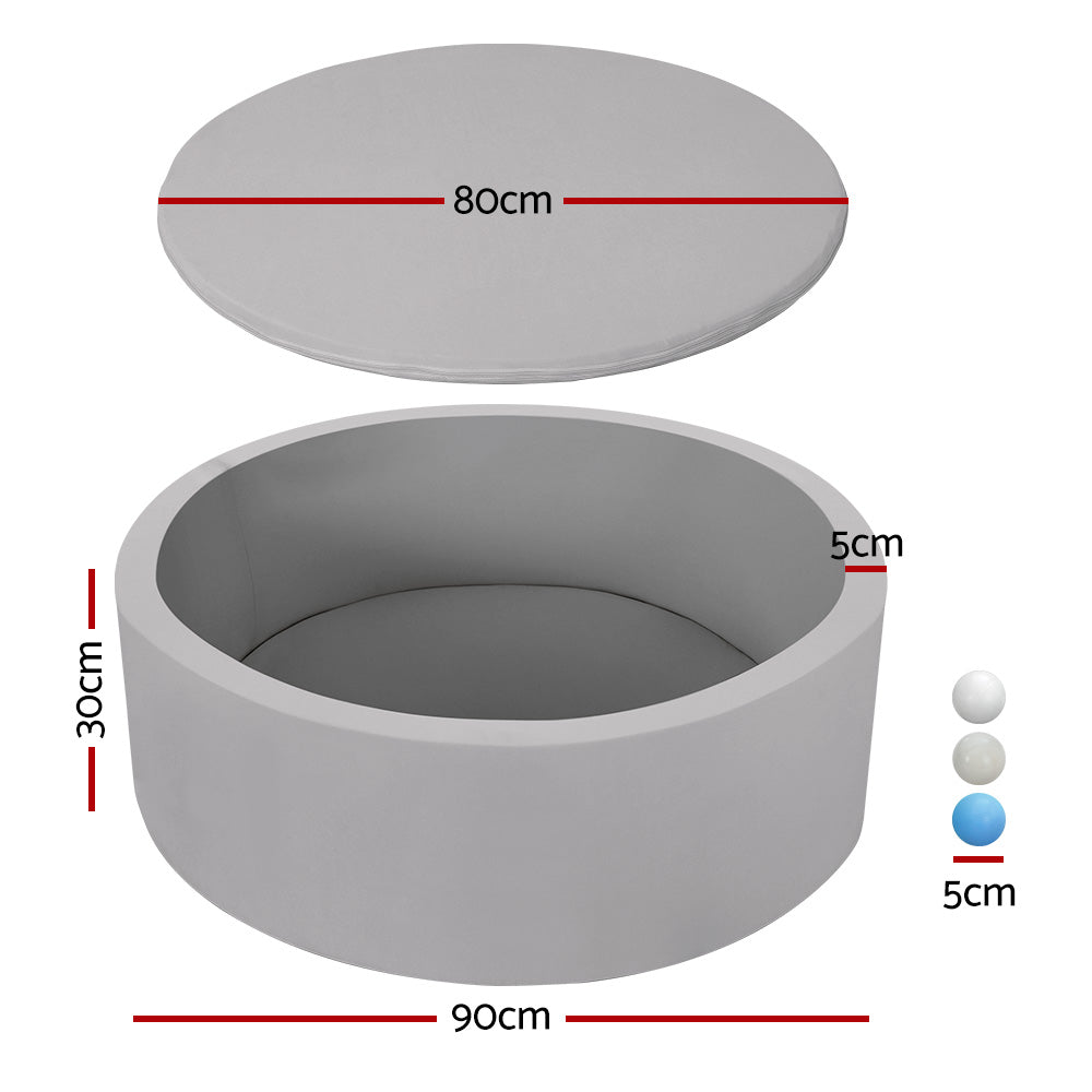 Keezi Ocean Foam Ball Pit with Balls Kids Play Pool Barrier Toys 90x30cm Grey Tristar Online