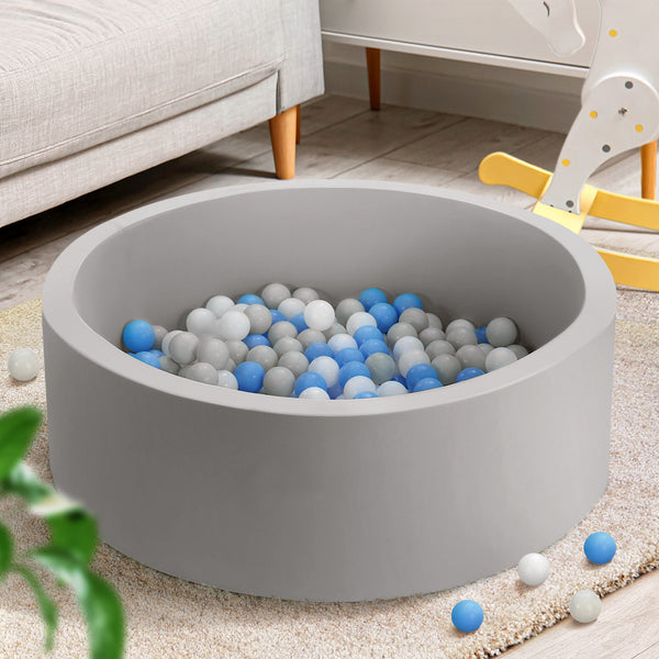 Keezi Ocean Foam Ball Pit with Balls Kids Play Pool Barrier Toys 90x30cm Grey Tristar Online
