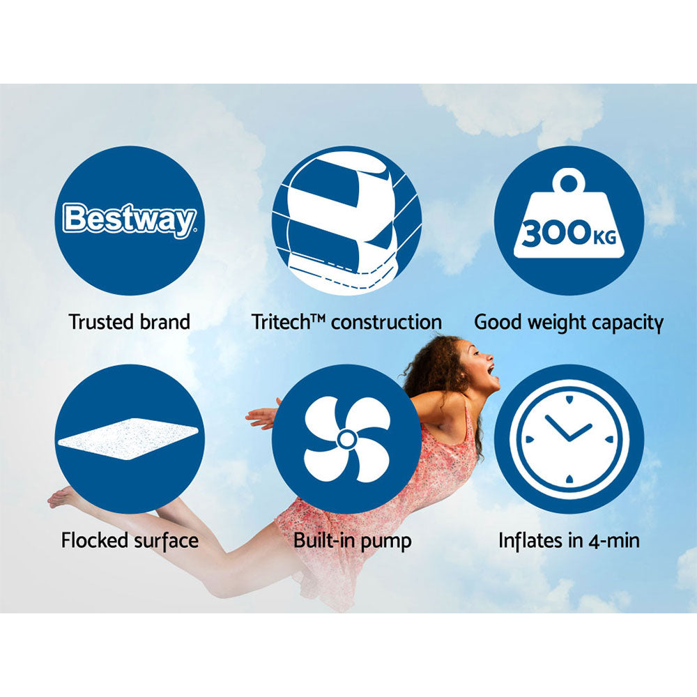 Bestway Air Bed Beds Mattress Premium Inflatable Built-in Pump Queen Size Tristar Online