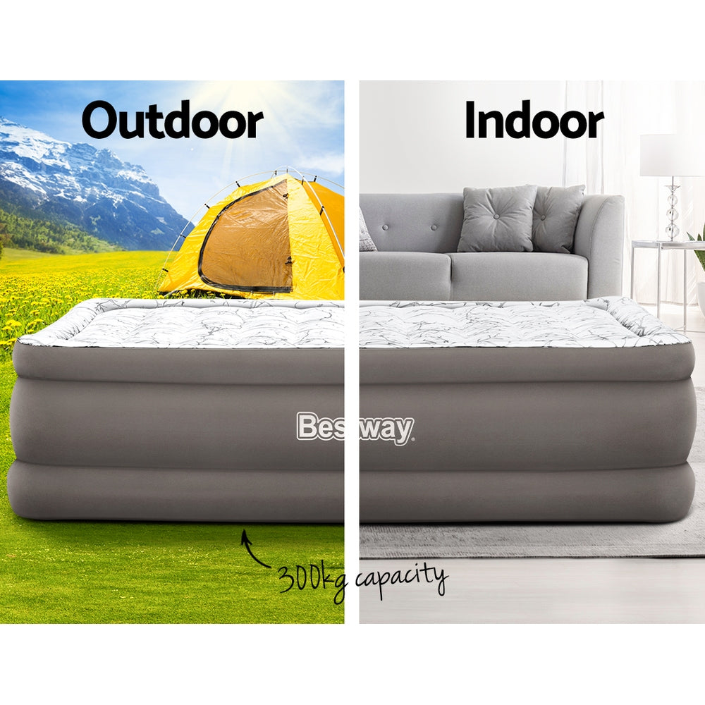 Bestway Air Mattress Bed Single Size Inflatable Flocked Camping Beds 56CM Tristar Online