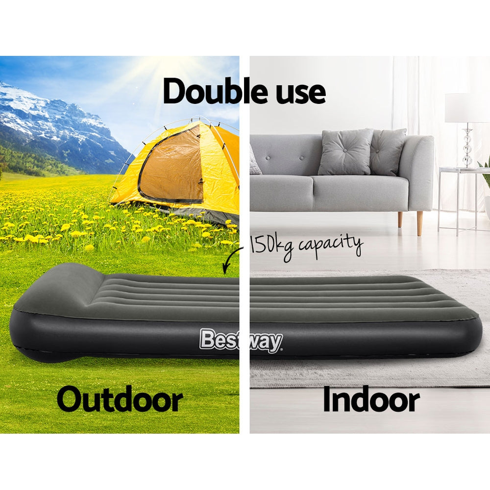 Bestway Air Mattress Single Bed Inflatable Flocked Camping Beds 30CM Tristar Online