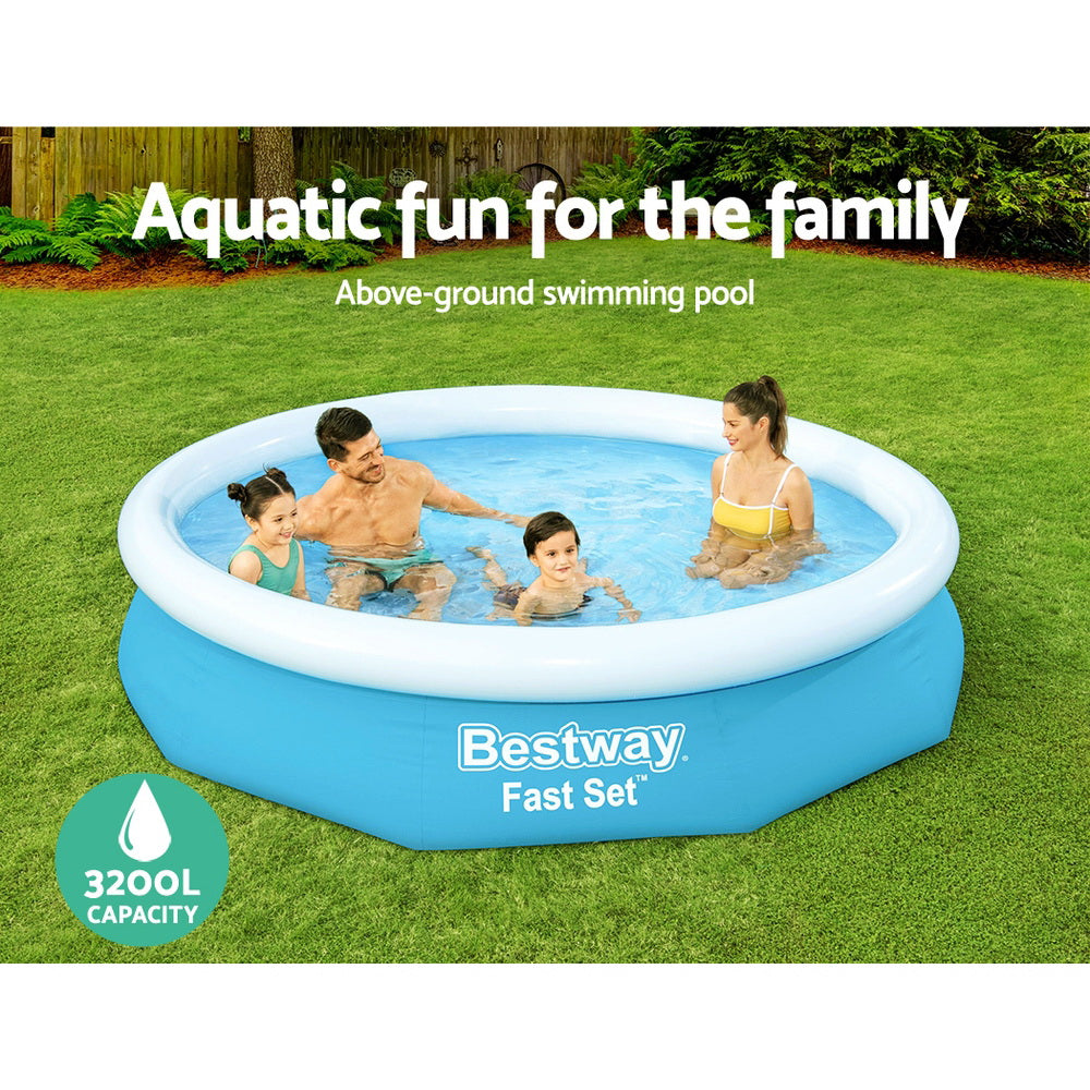 Bestway Swimming Pool 305x66cm Above Ground Round Inflatable Pools w/ Filter Pump 3200L Tristar Online