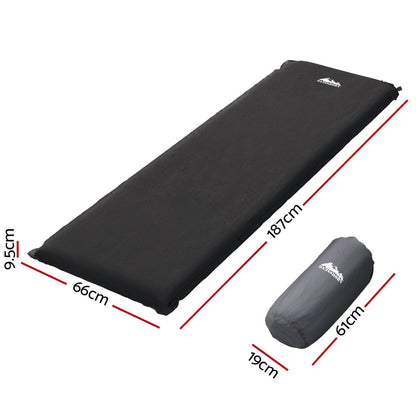 Weisshorn Self Inflating Mattress 9.5CM Camping Sleeping Air Bed Single Black Tristar Online