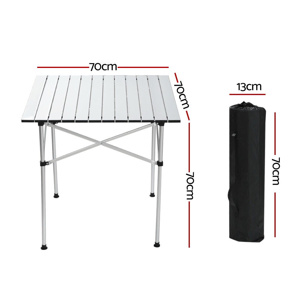 Weisshorn Camping Table Roll Up Aluminum Portable Desk Picnic 70CM Tristar Online