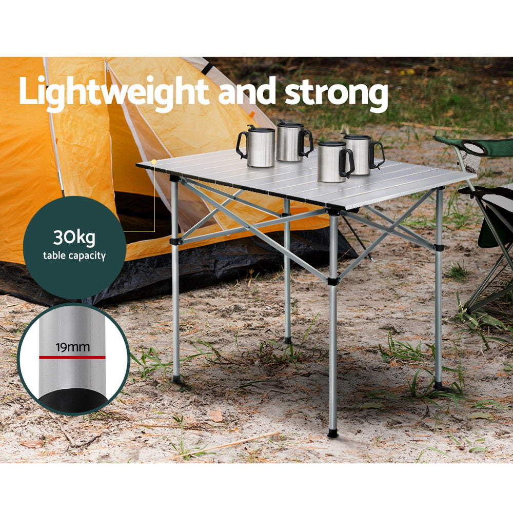 Weisshorn Camping Table Roll Up Aluminum Portable Desk Picnic 70CM Tristar Online