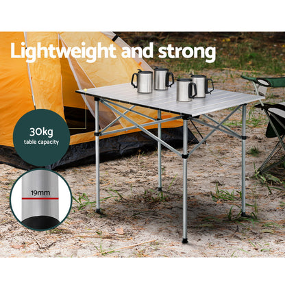 Weisshorn Camping Table Roll Up Aluminum Portable Desk Picnic 70CM Tristar Online