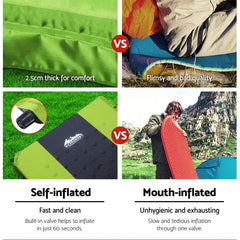 Weisshorn Self Inflating Mattress Camping Sleeping Mat Air Bed Pad Double Green Tristar Online