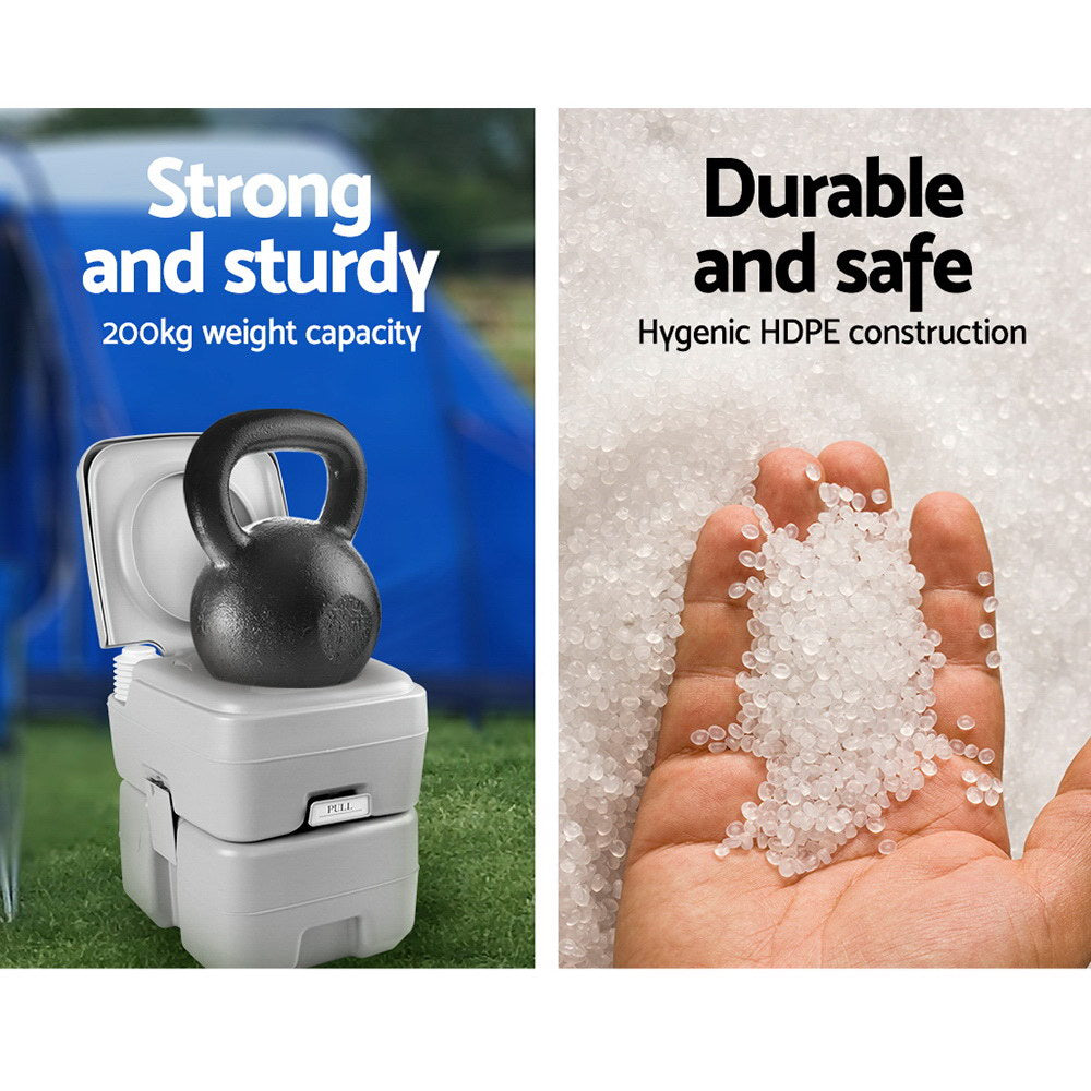 Weisshorn 20L Portable Outdoor Camping Toilet - Grey Tristar Online